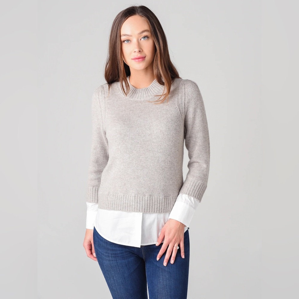 Brochu Walker Eton Layered Crew Looker Sweater Grey Size Small